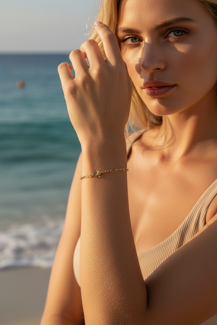 Serena 18K Gold-Filled Paperclip Bracelet